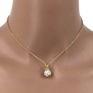 LMTS Necklace Enamel Soccer Ball Pendant Gold Tone Chain